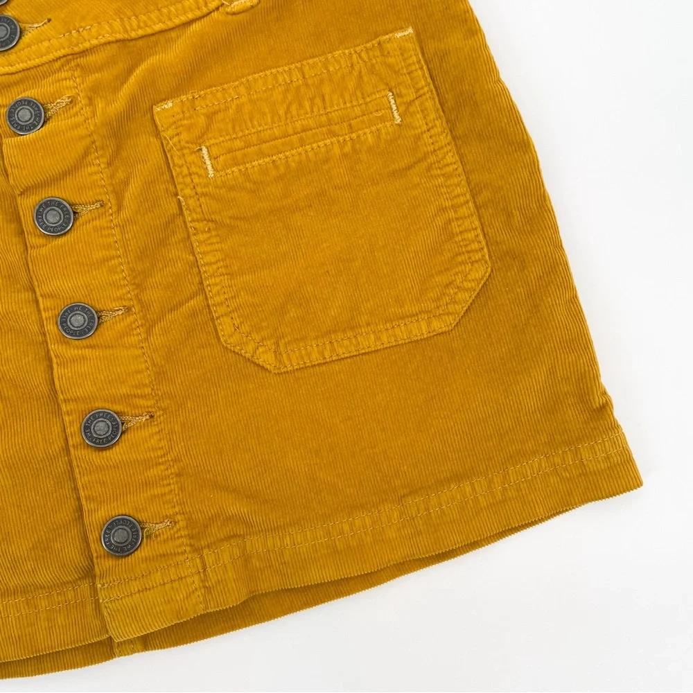 We The Free Joanie Mustard Corduroy Button Down Mini Skirt Size 25 - Picture 5 of 9